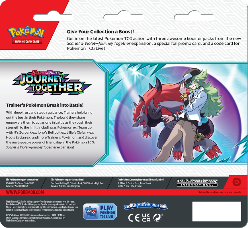 Pokémon TCG - Scarlet & Violet - Journey Together - 3 Packs Blister Sealed Case of 24