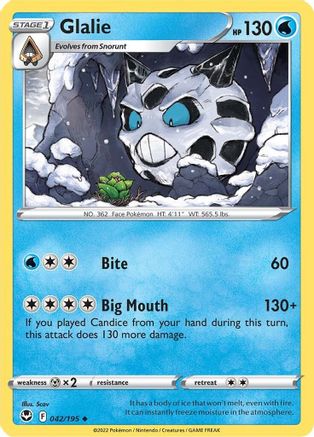 Glalie 42/195 - SWSH12 Silver Tempest Reverse Holofoil