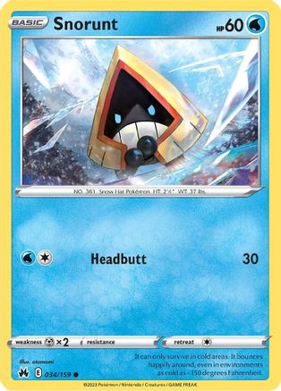 Snorunt 34/159 - SWSH Crown Zenith Reverse Holofoil