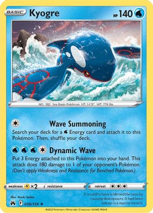 Kyogre 36/159 - SWSH Crown Zenith Reverse Holofoil