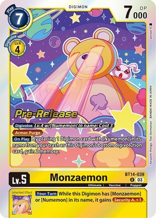 Monzaemon (BT14-039) - Blast Ace Pre-Release Cards Foil