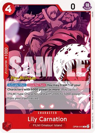 Lily Carnation (OP06-015) - Wings of the Captain Pre-Release Cards