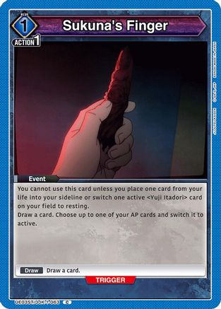 Sukuna's Finger (UE03ST/JJK-1-063) - UE03ST Jujutsu Kaisen Starter Deck