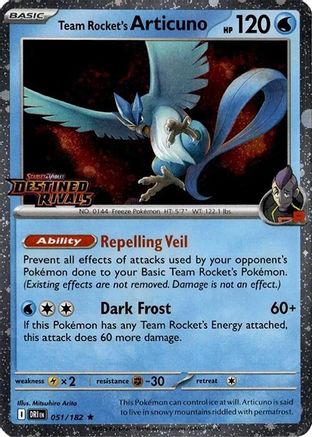Team Rocket's Articuno - 051/182 (Cosmos Holo) (Destined Rivals Stamp) 51 - Miscellaneous Cards & Products Holofoil
