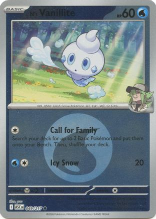 N's Vanillite (Energy Symbol Pattern) 49 - ME Ascended Heroes Reverse Holofoil