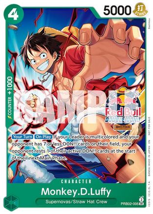 Monkey.D.Luffy (Red Bull Double Don!!) (PRB02-005) - One Piece Promotion Cards