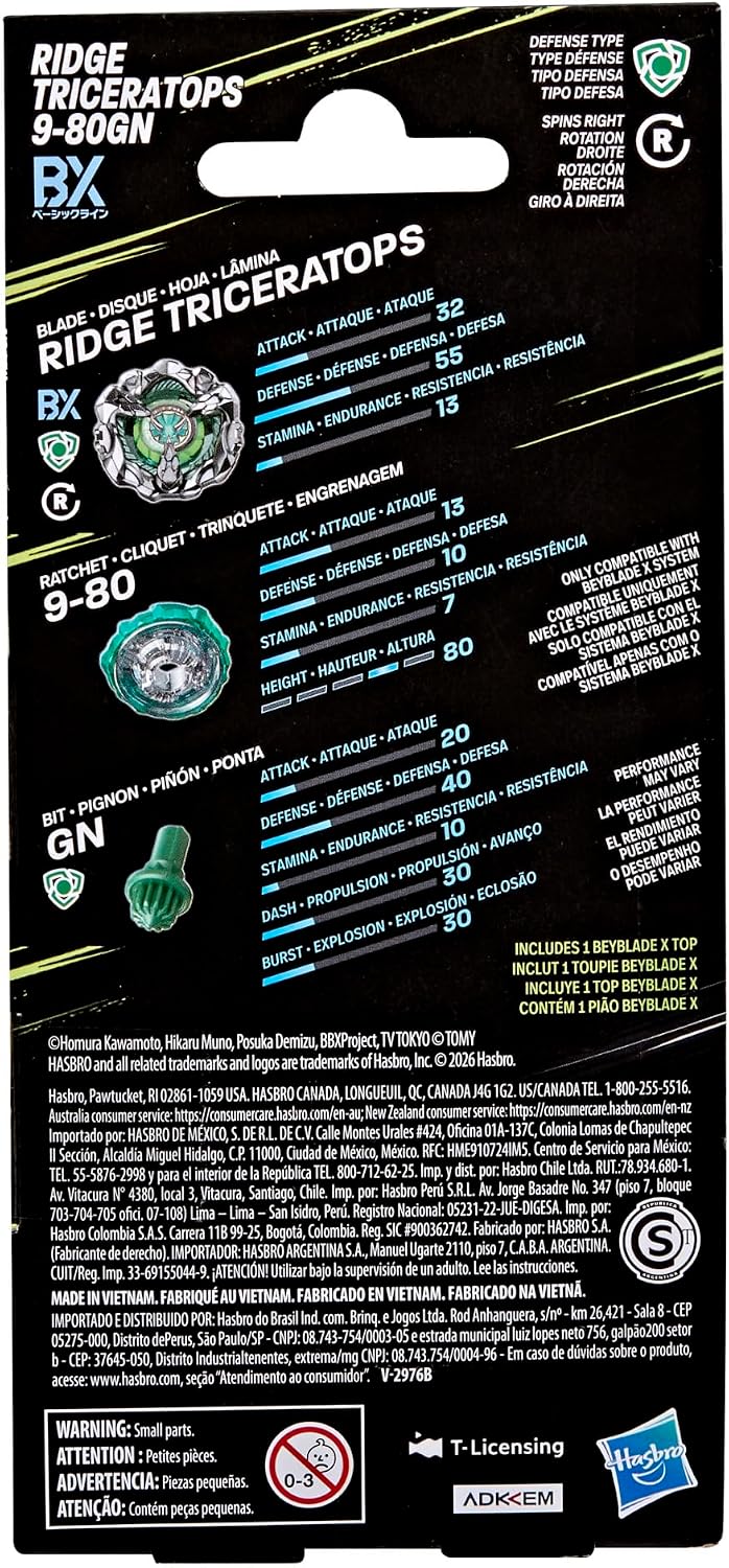 (Hasbro) Beyblade X - Ridge Triceratops 9-80GN