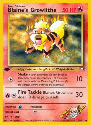 Blaine's Growlithe (35) 35/132 - Gym Heroes