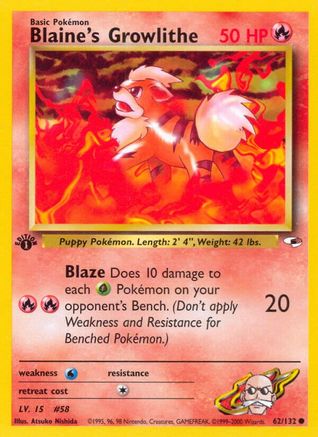 Blaine's Growlithe (62) 62/132 - Gym Heroes Unlimited