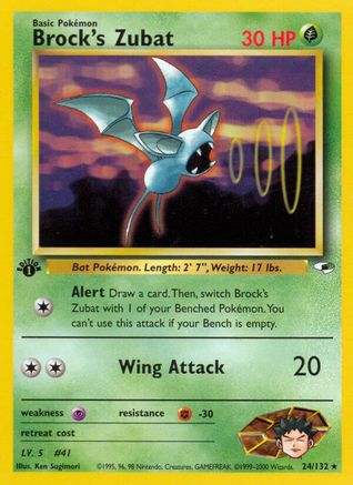 Brock's Zubat (24) 24/132 - Gym Heroes 1st Edition