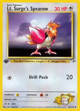 Lt. Surge's Spearow (52) 52/132 - Gym Heroes Unlimited
