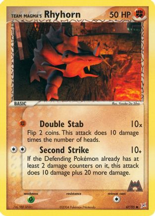 Team Magma's Rhyhorn - 67/95/95 - Team Magma vs Team Aqua Reverse Holofoil