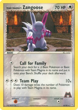 Team Magma's Zangoose/95 - Team Magma vs Team Aqua Reverse Holofoil