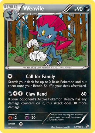 Weavile 52/106 - XY Flashfire Reverse Holofoil
