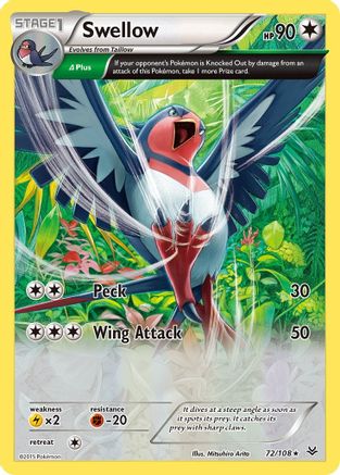 Swellow (72 Delta) 72/108 - XY Roaring Skies Reverse Holofoil