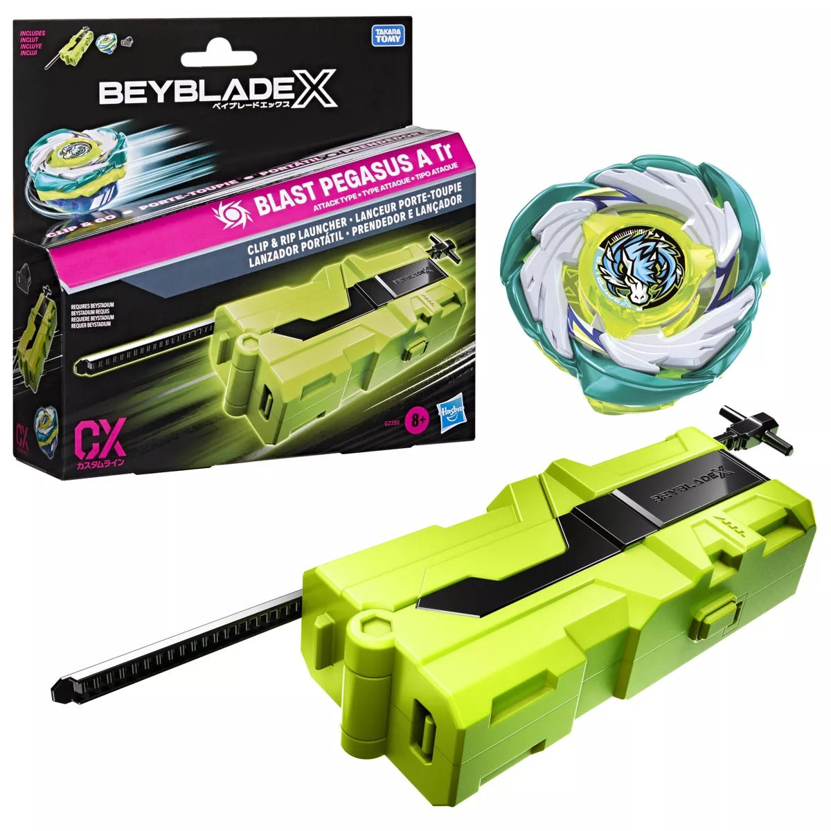 Hasbro Beyblade X Blast Pegasus Clip & Rip Launcher Set — sealed retail packaging