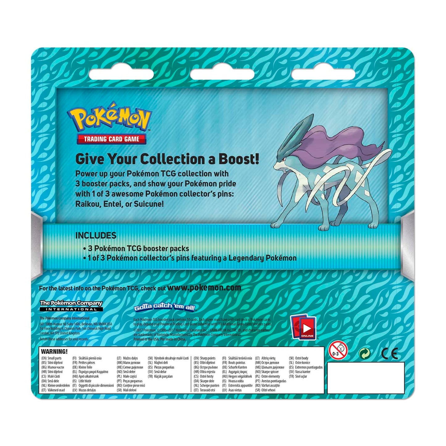 Pokémon TCG - Legendary Beasts Collector Pin - 3 Packs Blister (Suicune)