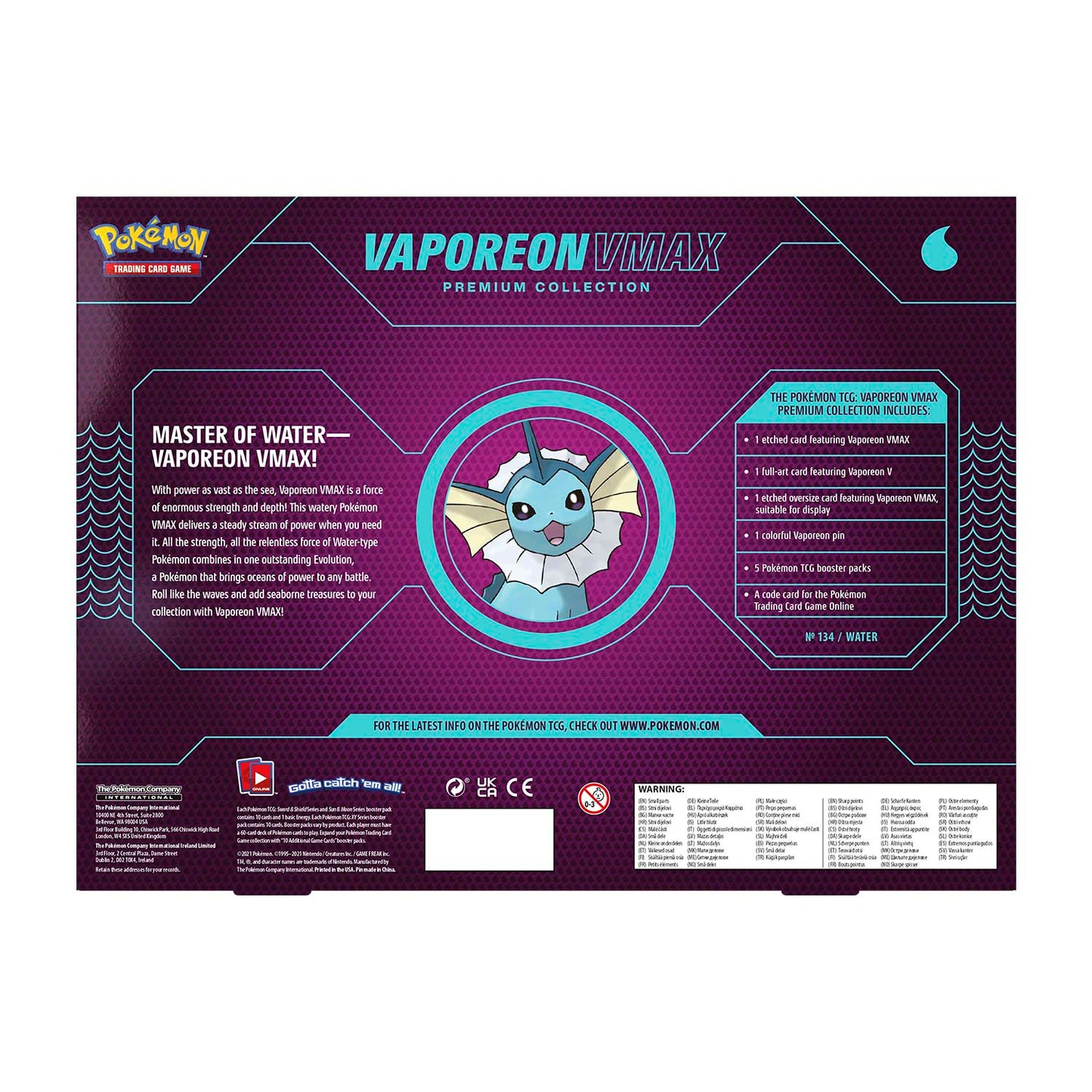 Pokémon TCG - Sword & Shield - Vaporeon Vmax Premium Collection (Small)