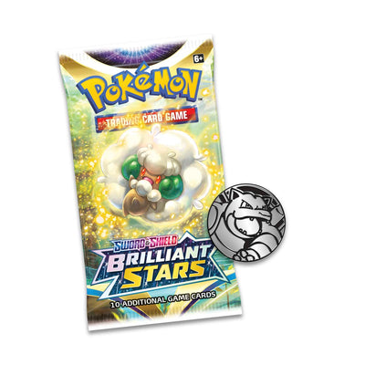 Pokémon TCG: Sword & Shield-Brilliant Stars 3 Booster Packs, Coin & Leafeon Promo Card