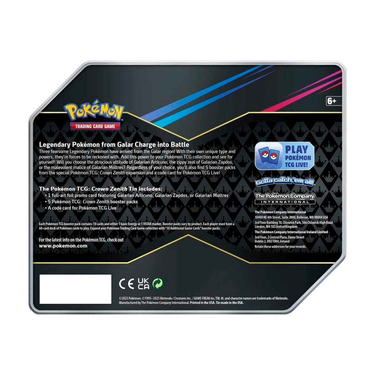 Pokémon TCG - Sword & Shield - Crown Zenith Tin (Galarian Articuno)