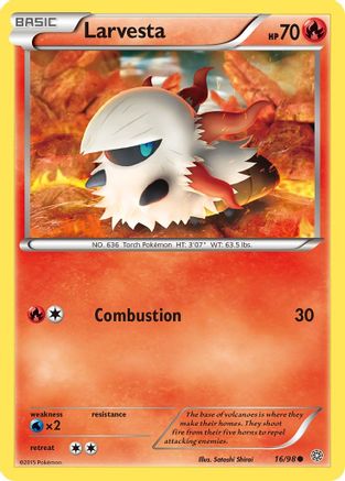 Larvesta 16/98 - XY  Ancient Origins Reverse Holofoil