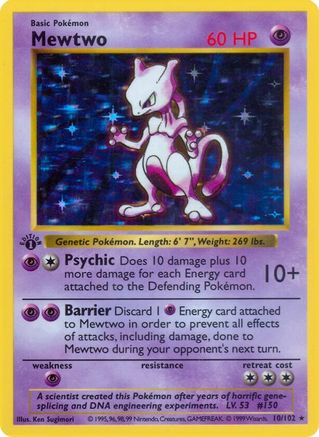 Mewtwo - Base Set Shadowless Unlimited Holofoil