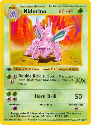 Nidorino 37 - Base Set Shadowless