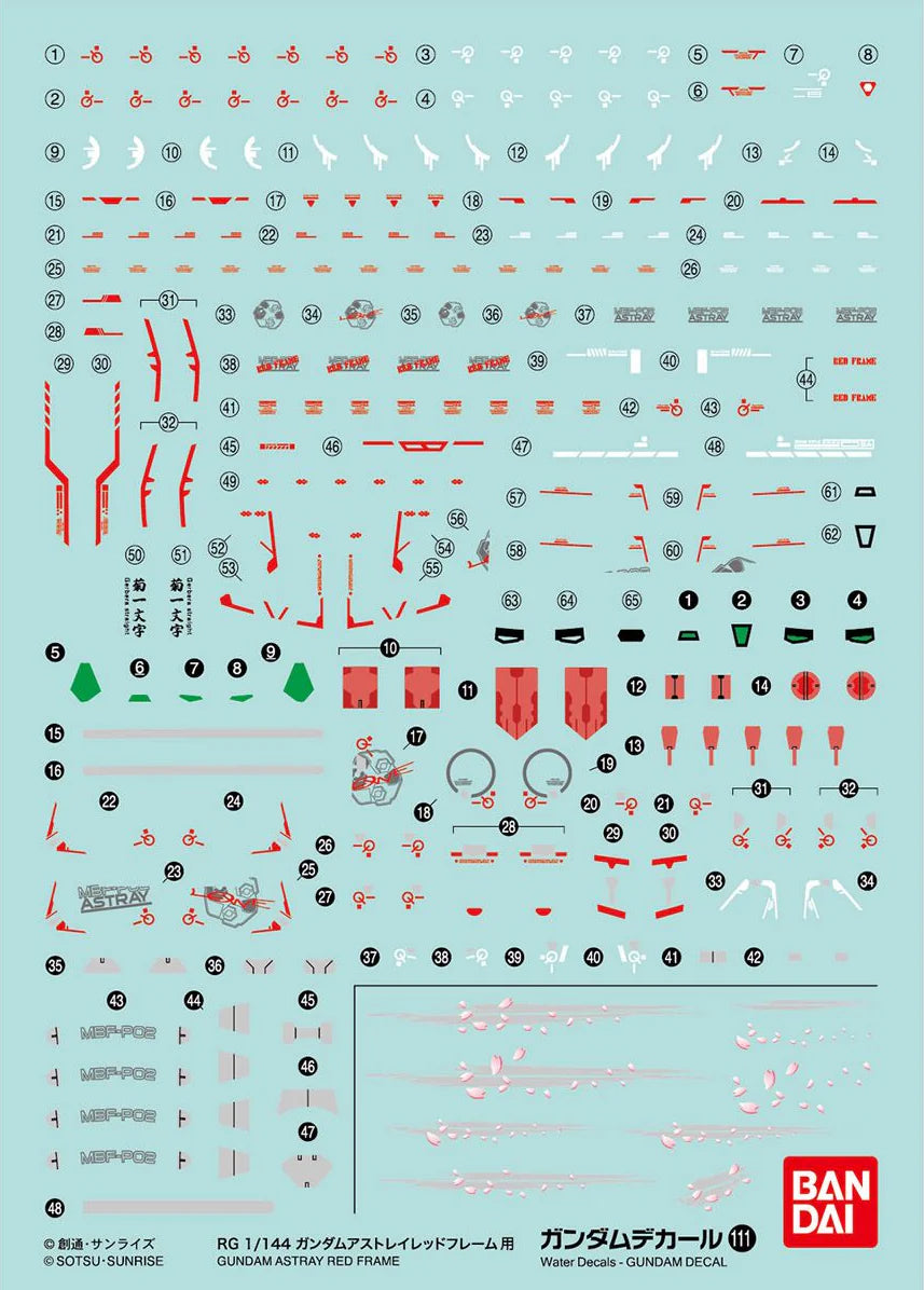 Gundam Decal 111 - RG 1/144 Gundam Ashtray Red Frame Use