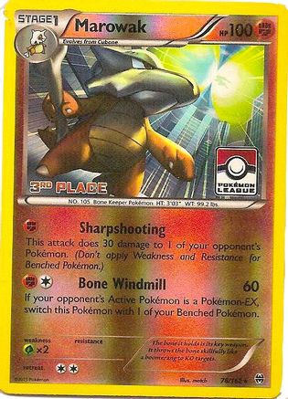 Marowak - 78/162 (Pokemon League) [3rd Place] - League & Championship Cards Reverse Holofoil