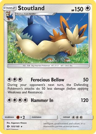 Stoutland 105/149 - SM Base Set Reverse Holofoil