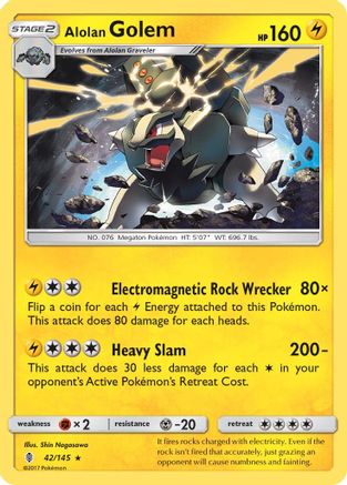 Alolan Golem 42/145 - SM  Guardians Rising