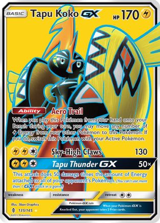 Tapu Koko GX (Full Art)/145 - SM  Guardians Rising Holofoil