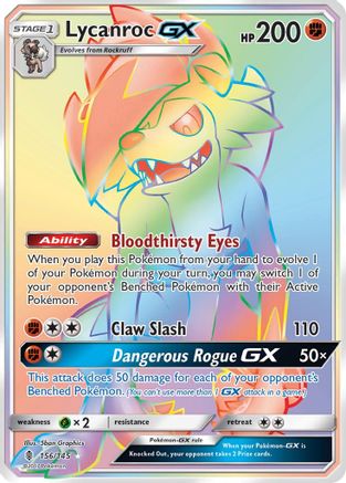 Lycanroc GX (Secret)/145 - SM  Guardians Rising Holofoil