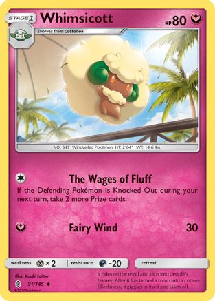 Whimsicott 91/145 - SM  Guardians Rising Reverse Holofoil