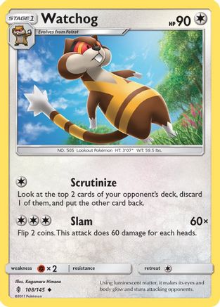 Watchog 108/145 - SM  Guardians Rising Reverse Holofoil