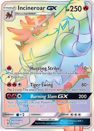 Incineroar GX (Secret)/145 - SM  Guardians Rising Holofoil