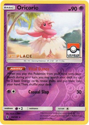 Oricorio - 55/145 (League Challenge) [3rd Place] - League & Championship Cards Reverse Holofoil