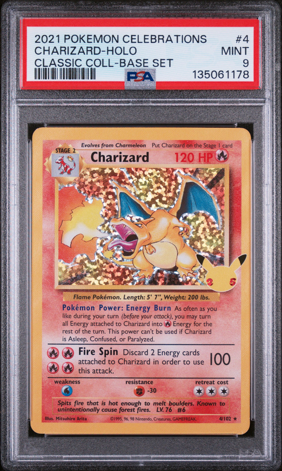PSA 9 2021 POKEMON CELEBRATIONS CLASSIC COLLECTION #4 CHARIZARD-HOLO CLASSIC COLL-BASE SET