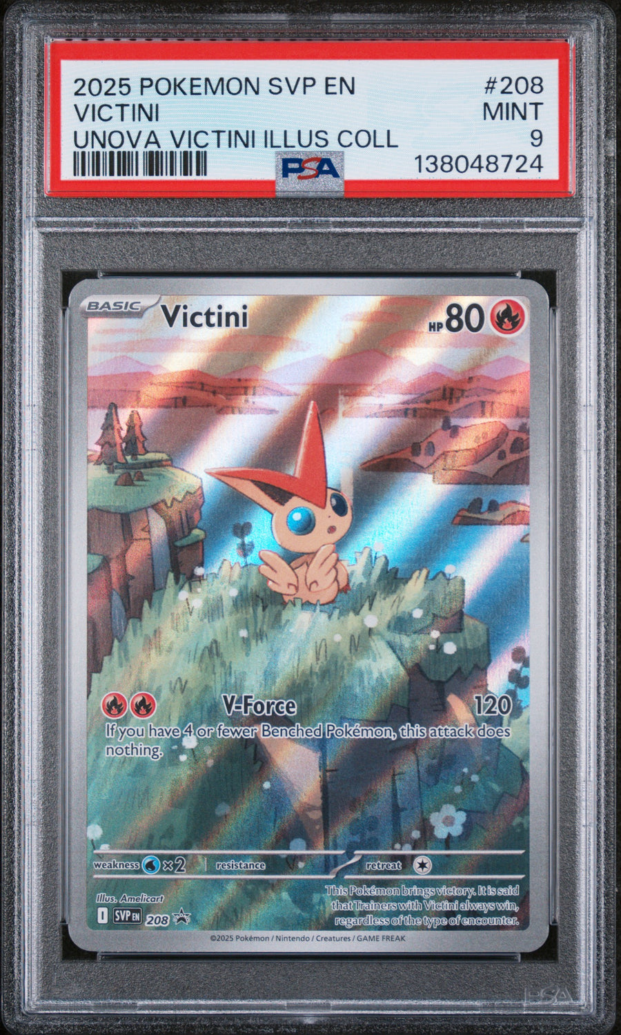 PSA 9 2025 POKEMON SVP EN-SV BLACK STAR PROMO #208 VICTINI UNOVA VICTINI ILLUS COLL