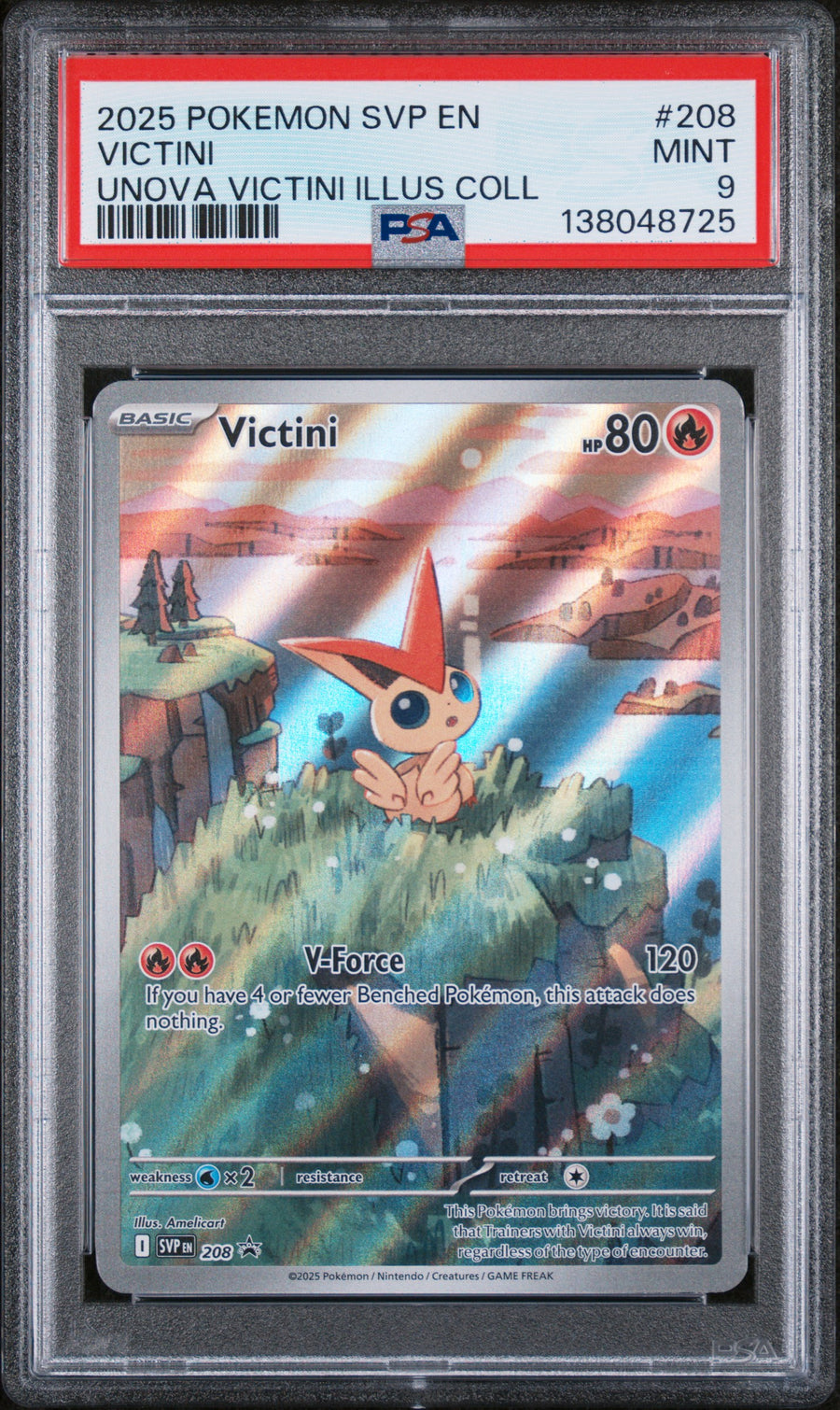 PSA 9 2025 POKEMON SVP EN-SV BLACK STAR PROMO #208 VICTINI UNOVA VICTINI ILLUS COLL