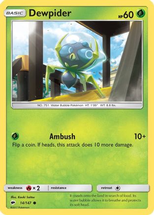 Dewpider 14/147 - SM  Burning Shadows Reverse Holofoil