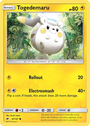 Togedemaru 47/147 - SM  Burning Shadows Reverse Holofoil