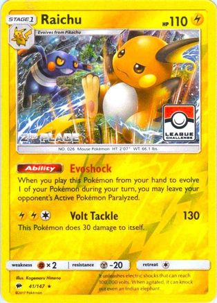 Raichu - 41/147 (League Challenge) [2nd Place] - League & Championship Cards Reverse Holofoil