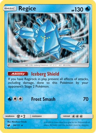 Regice 28/111 - SM  Crimson Invasion Reverse Holofoil