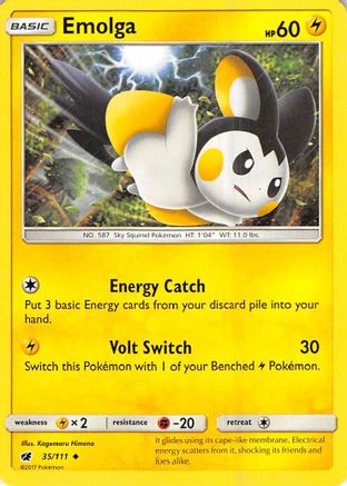 Emolga 35/111 - SM  Crimson Invasion Reverse Holofoil