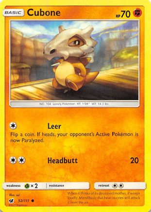 Cubone 52/111 - SM  Crimson Invasion Reverse Holofoil