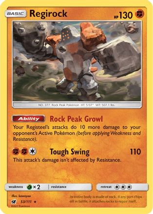 Regirock 53/111 - SM  Crimson Invasion Reverse Holofoil