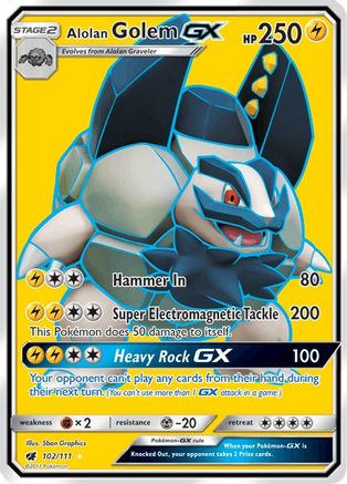 Alolan Golem GX (Full Art)/111 - SM  Crimson Invasion Holofoil