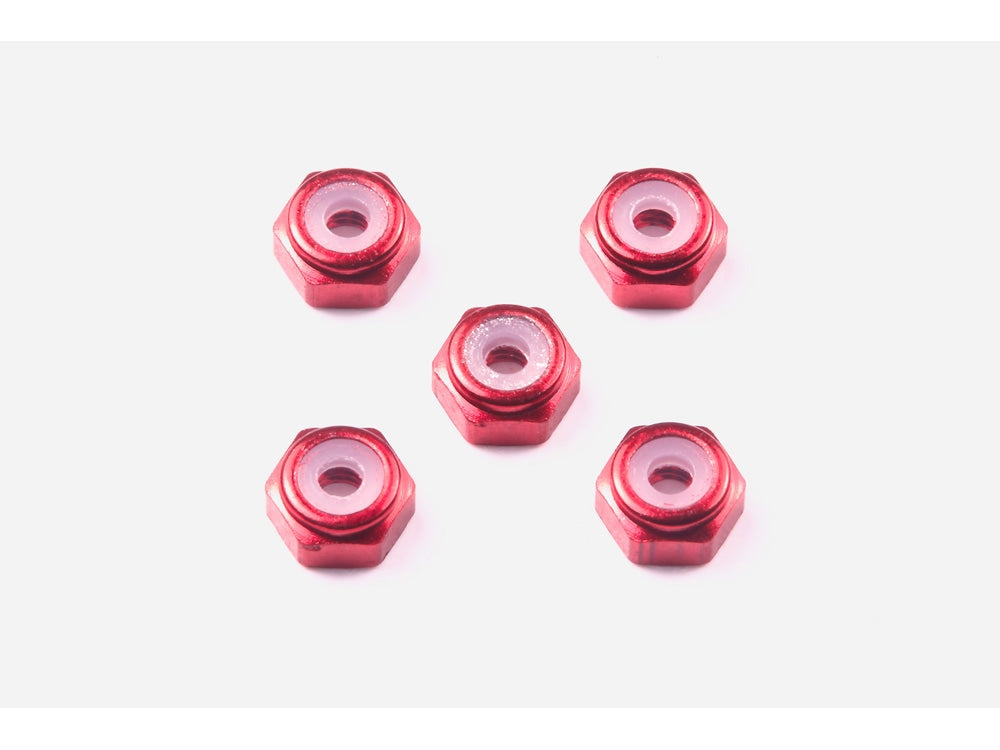 Tamiya 2mm Aluminum Lock Nut (Red, 5pcs.) 4wd Mini Racer
