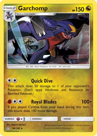 Garchomp 99/156 - SM  Ultra Prism Reverse Holofoil